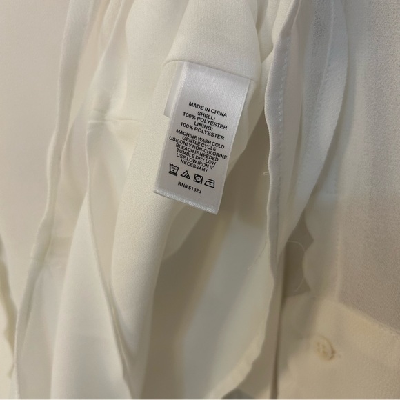 CeCe Women's Scalloped-Trim Collared Long-Sleeve Blouse in New Ivory Size S - Picture 8 of 9